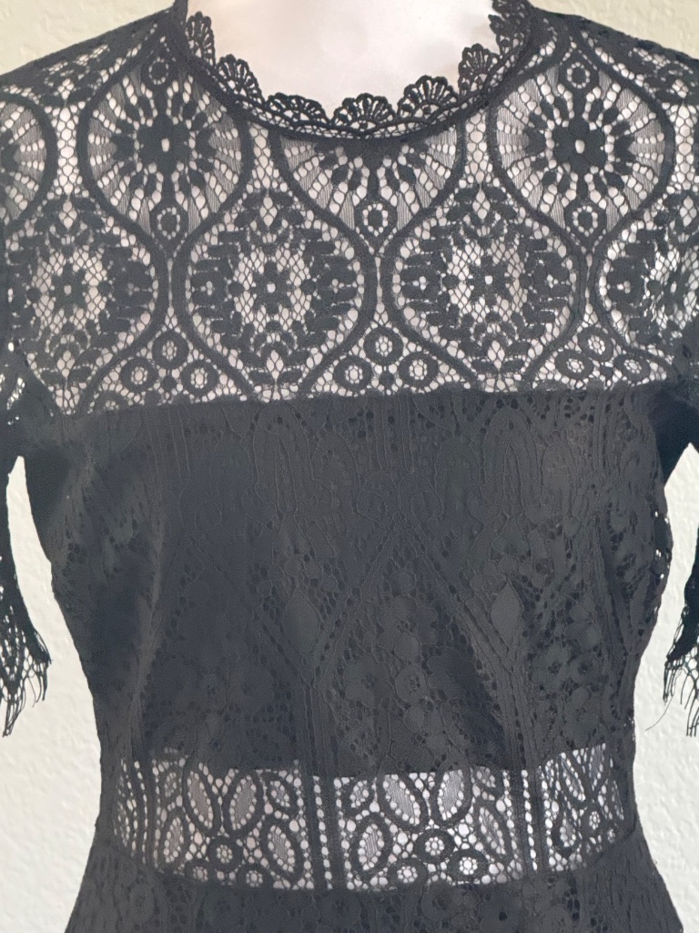 Lulu's Remarkable Elegant Bodycon Black Lace Dress Size Medium - Picture 4 of 13